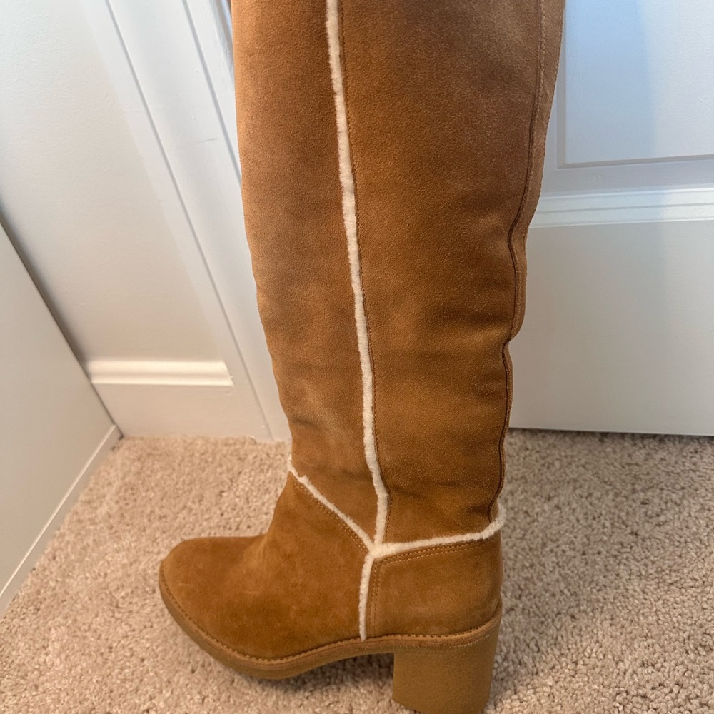 UGG Tan Heeled Boots with Suede Finish - Picture 7 of 11